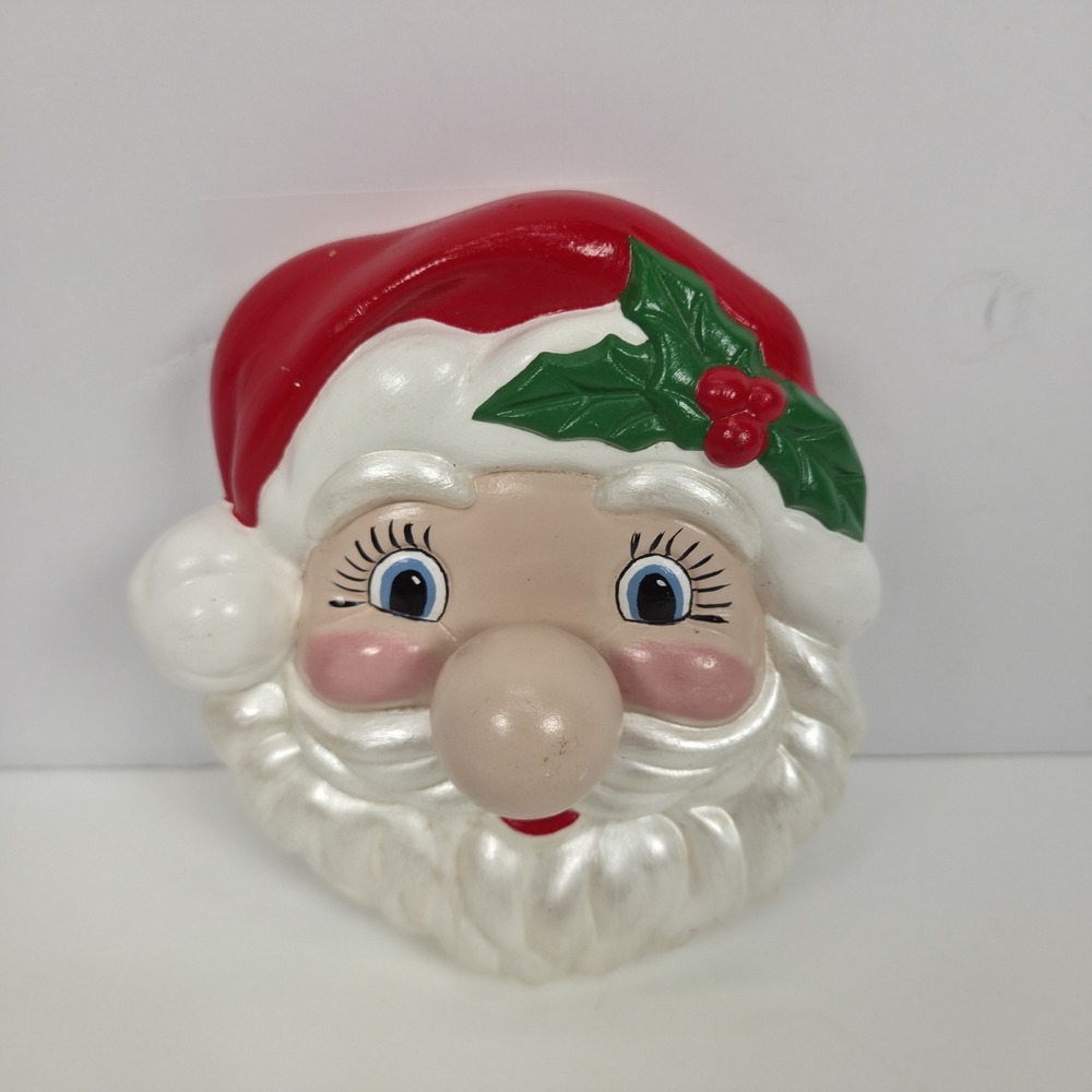 Vtg 1986 Musical Santa Face Nose Wind Up Wall Hanger Christmas Here Comes Santa - Picture 2 of 10